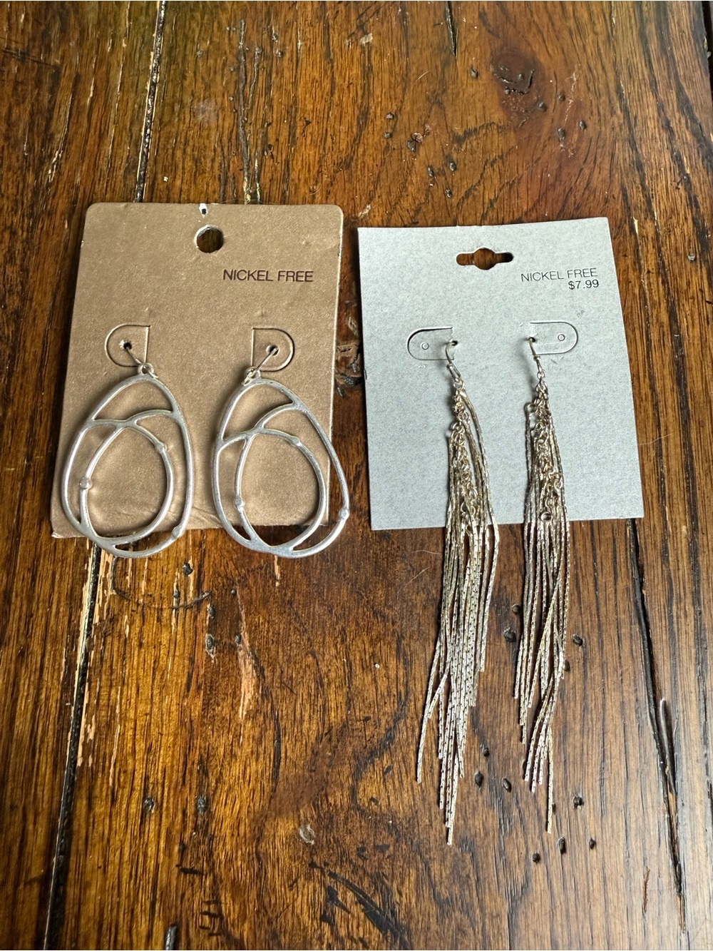 2 Pair Vintage Silver Multi-Hoop and Tassel Dangle Earrings Set - Nickel Free